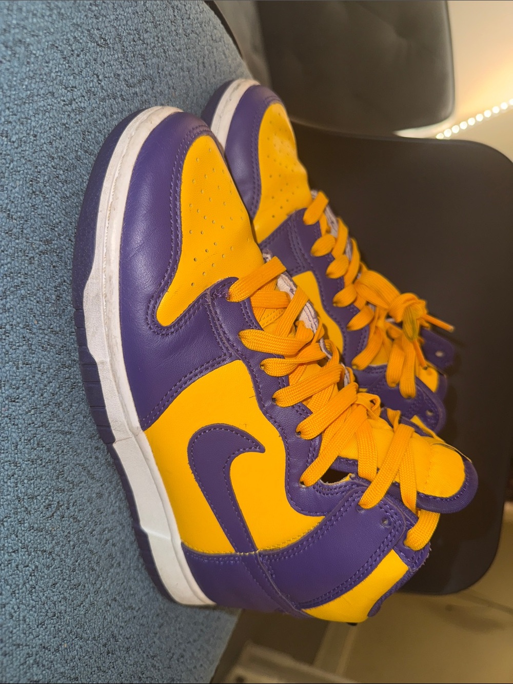 Nike Purple and Yellow High-Top Sneakers